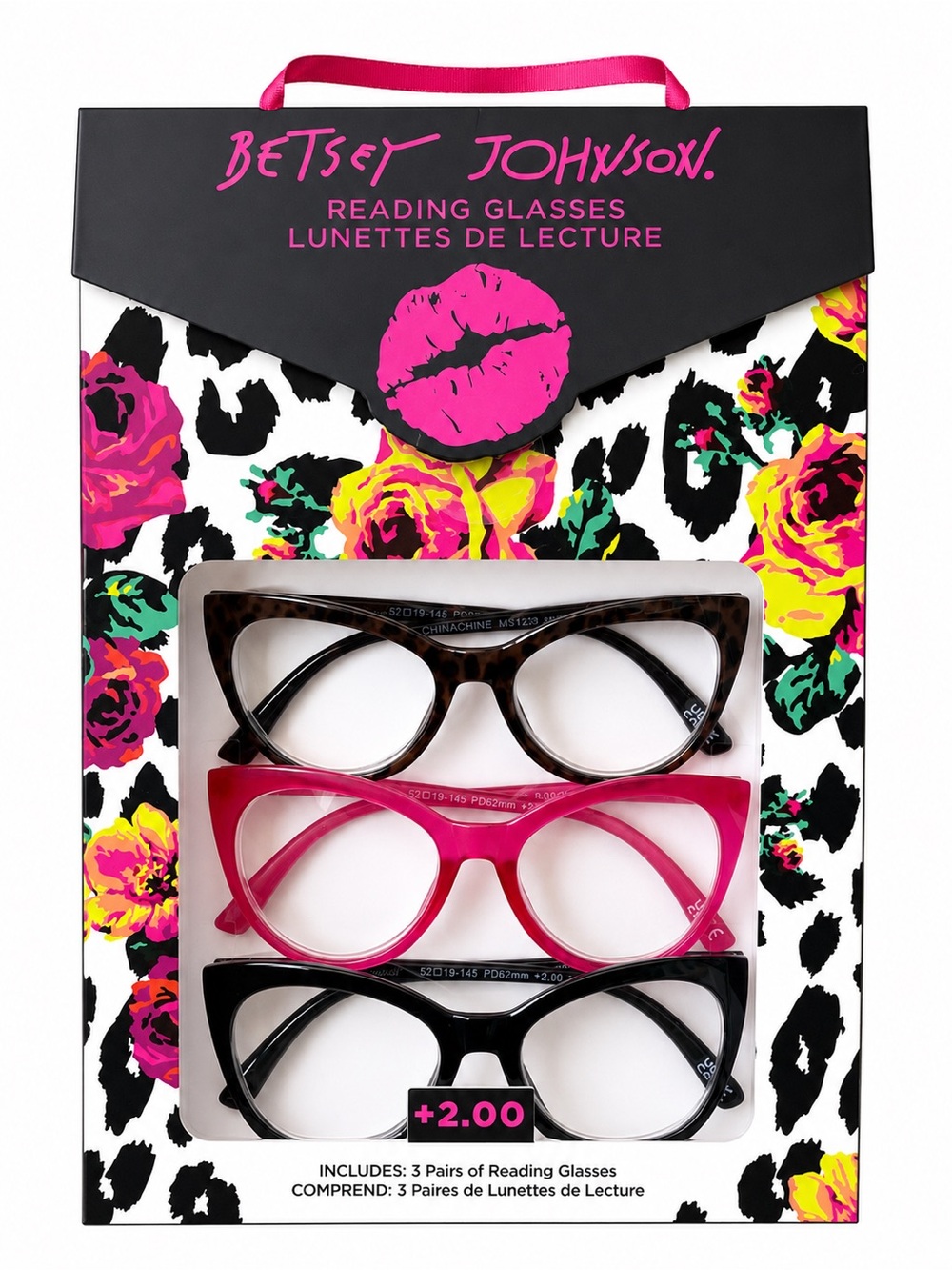 Betsey Johnson Reading Glasses 3-Pack +2.00 NIP